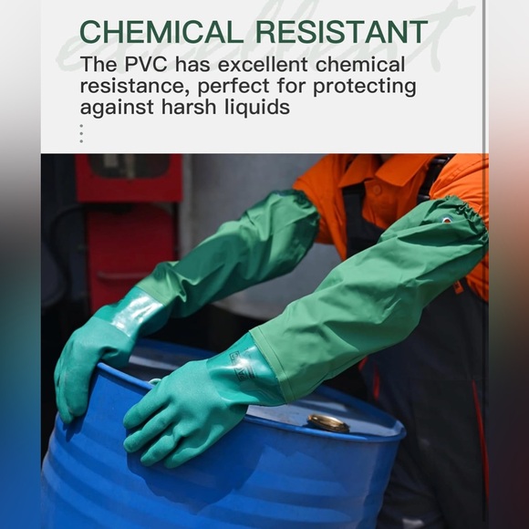 26" Rubber Gloves, Chemical Resistant, Reusable, Heavy Duty Waterproof - NWT - Picture 3 of 10